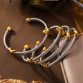 Twisted Cable Open Cuff Bangles Gold Accent Or Steel view 2