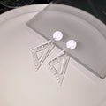 Clear Acrylic Triangle Ruler Drop Earrings Pink White view 3
