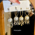 Star Fringe Hoop Earrings in Gold and Silver Tone Options view 1