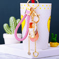 Jelly Sneaker Keychains in Pink and Blue with Four Braided Wrist Loops view 3