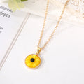 Gold Tone Round Daisy Resin Pendant Necklaces in Six Colors view 6