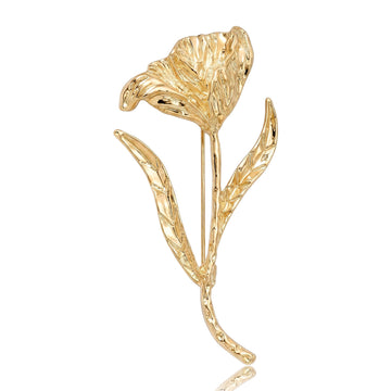 Polished Tulip Flower Brooch Silver Gold Two Tone Styles