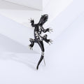 Branch Lizard Brooch in Metal with Textured Lizard Resting on a Slender Branch view 6