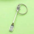 Silver Tone Crown Fork Spoon And Knife Keychains, 3 Styles view 4