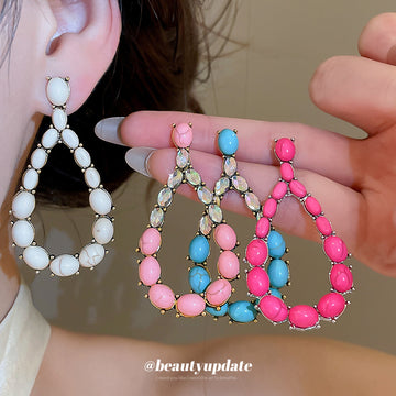 Beaded Teardrop Earrings in Four Colors for Everyday Styling