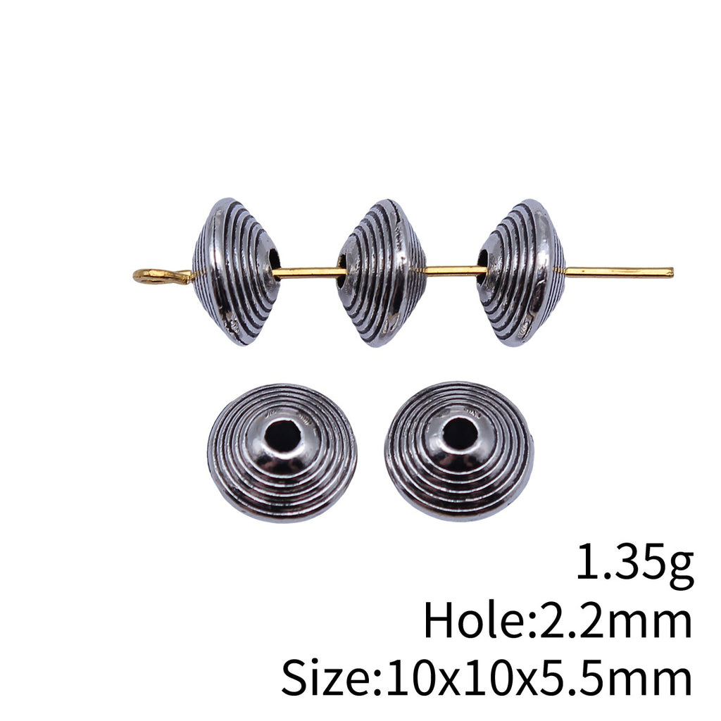 10x10x5.5mm 1.35g Multicolor Zinc Alloy Conical Round Ring Pattern Spacer Double Sided Beads for DIY Jewelry Making