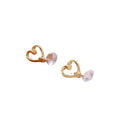 Gold Open Heart and Clear Round Drop Stud Earrings view 5