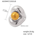 Chunky Sculptural Ball Loop Statement Ring Stainless Steel view 9
