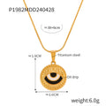 Gold Round Evil Eye Enamel Pendant Necklace Snake Chain view 6