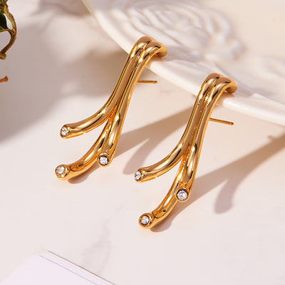 Display view of crystal branch stud earrings in main image 1.