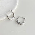 Smooth Thick U Hoop Huggie Earrings Gold Silver Pair view 6