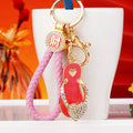 Mixed Jeweled Flip Flop Keychains with Fortune Braided and Plain Loops view 8
