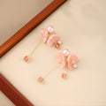 Pink Pearl Look Flower and Long Chain Tassel Earrings view 4