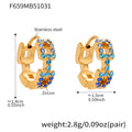 Gold Square Link Zircon Mini Huggie Earrings Colors view 8