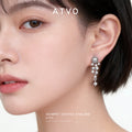 Silver Gray Pearl CZ Meteor Cluster Stud Drop Earrings view 2