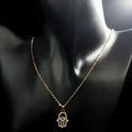 Rhinestone Hamsa Hand Pendant Necklaces in Gold and Silver Tone view 2