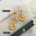 Asymmetric Heart Drop Earrings Pearl And Hollow Heart view 2