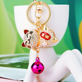 Jeweled Lucky Cat Keychains with Seven Bell Colors and Random Option view 8
