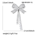 Crystal Bow Brooch with Double Dangle Strands Decorative Metal Pin view 5