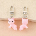 Flocked Fox Cat Bear Animal Keychains Silver Clips 7 Styles view 10