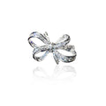 Bow-Knot Clear Stone Statement Ring In Gold And Silver Tones view 3