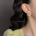 Gold Mother of Pearl Camellia Pearl Center Stud Earrings view 2