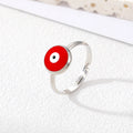 Gold and Silver Tone Round Enamel Evil Eye Adjustable Open Rings in Eight Colors view 10