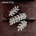 White Metal Wheat Leaf Open Adjustable Pave Zircon Ring view 5