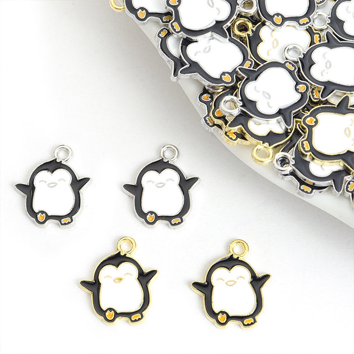 Enamel-Look Gold Silver Penguin Alloy Charms in 2 Styles