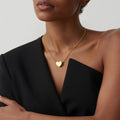Sculpted Heart Pendant Necklace in Gold and Silver Tone view 4