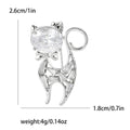 Crystal Cat Brooch Clear Oval Head Bow Gold or Silver view 7