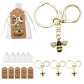 Gold Bee Enamel Rhinestone Wings Keychain Lobster Clasp view 1