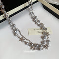 Silver Gray Pearl Multi-Strand Necklace Rhinestone Stars view 4