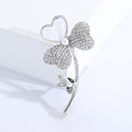 Crystal Clover Brooch with Shell Heart and Bee Accent view 6