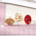 Gold Tone Oval Glitter Adjustable Rings in Seven Colors view 4