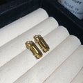 Gold Tone Rectangular Crystal Stud Earrings In Eight Colors view 6