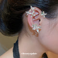 Silver Tone Floral Branch Ear Cuff with Crystal Accents view 1