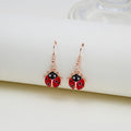 Red Ladybug Gold Tone Hook and Clip Dangle Earrings view 2