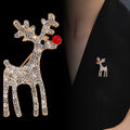 Gold Tone Silver Tone Christmas Reindeer Crystal Two Designs Metal Brooch Pin view 5