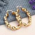 Gold Tone Twisted Rope Hoop Earrings Polished Statement Fashion Jewelry view 1