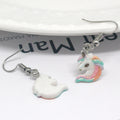Silver Tone Glitter Pastel Unicorn Head Hook Earrings view 3