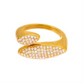 Dual Marquise Pave Zircon Open Rings Gold Steel Tone view 5