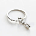 Open Heart Chain Teardrop Stone Ring Three Metal Tones view 5