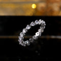 Silver Tone Heart Crystal Eternity Band Ring Sizes 6-10 view 3