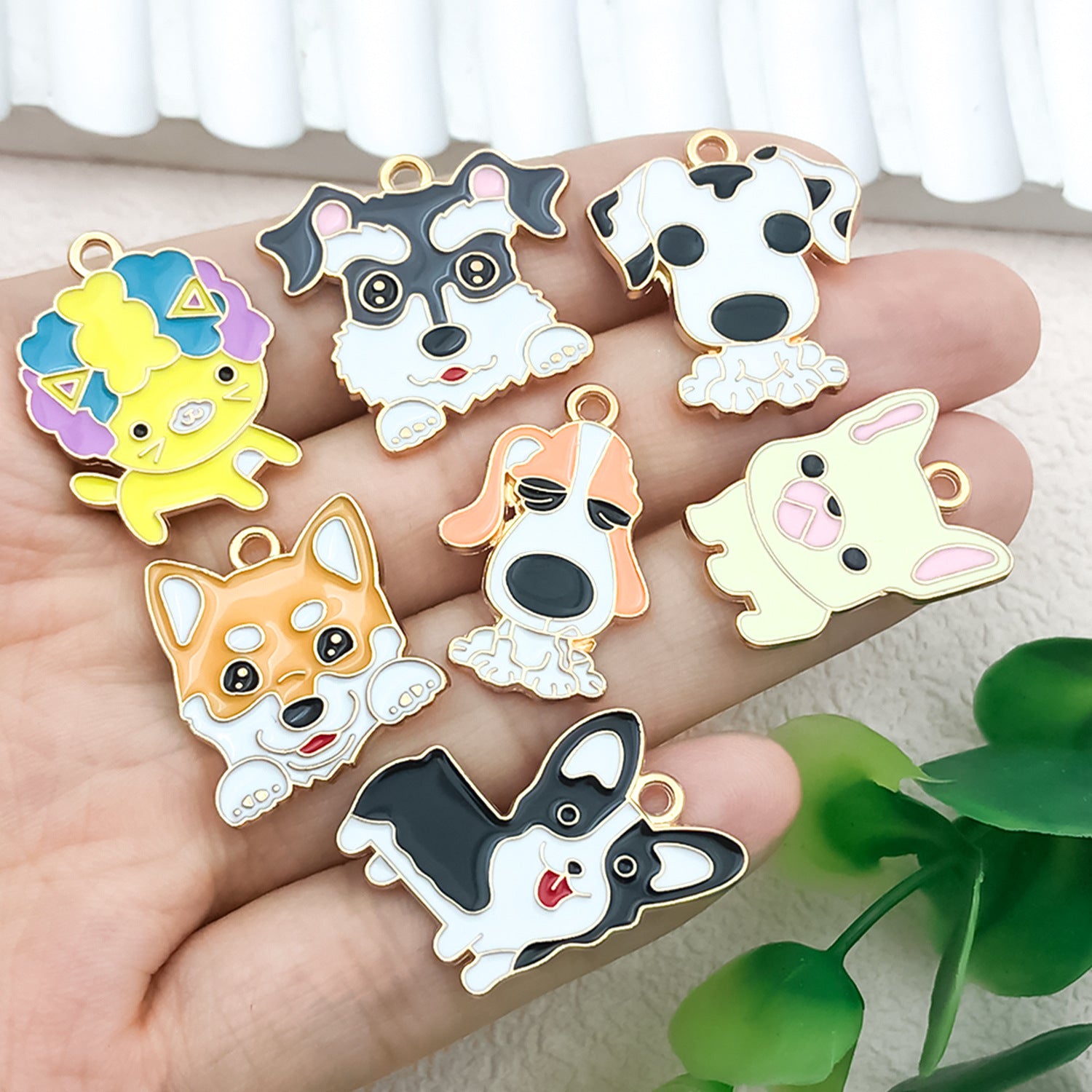 Zinc Alloy Cartoon Dog Enamel Charm Pendant for DIY Earrings Necklace Keychain
