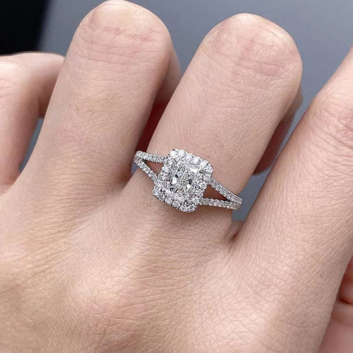 Alternate angle of rectangular halo split ring