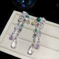 Crystal Teardrop And Multicolor Chandelier Stud Earrings view 7