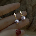 Gold Tone Clear Stone Bar And Gray Pearl Drop Earrings For Women view 3