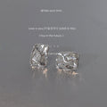 Silver Tone Hammered Irregular Square Stud Earrings For Women view 1