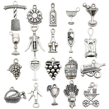 Antique Silver Wine Glass Metal Charms with 26 Listed Options